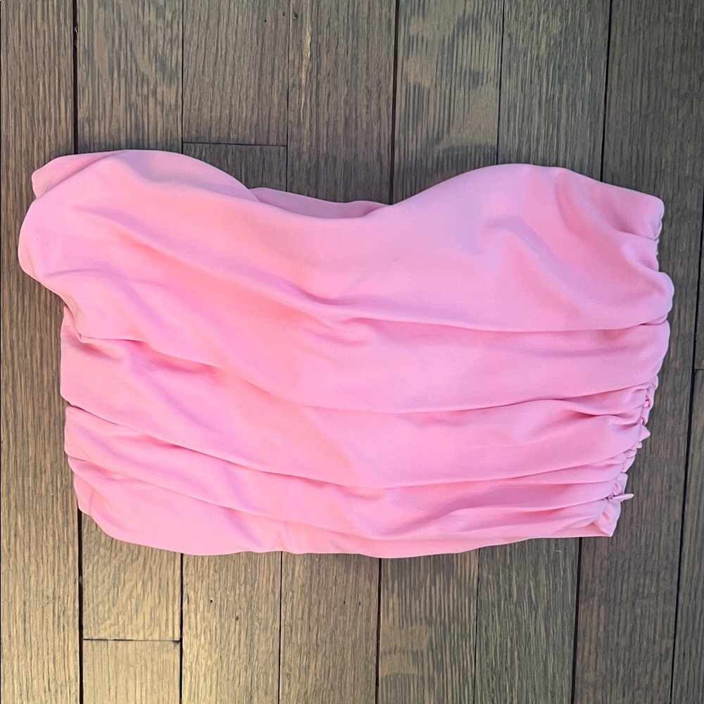 Zara Light Pink Ruched Crop Top